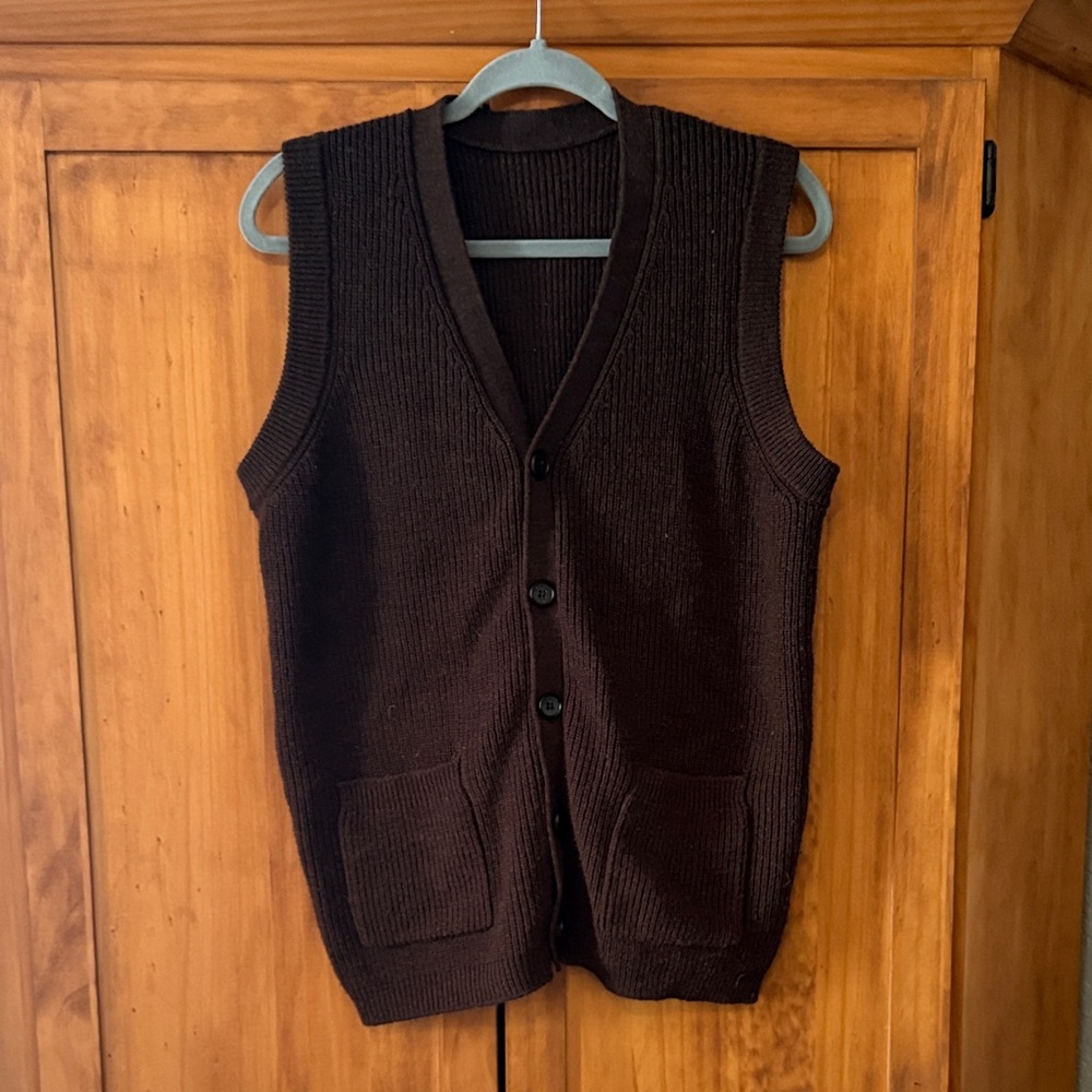 Men’s soft Brown Knit Button-Up Vest